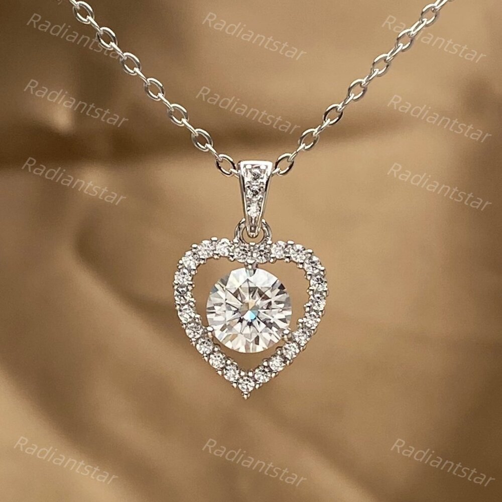 NEW Certified 1ct. t.w. Moissanite Heart Necklace